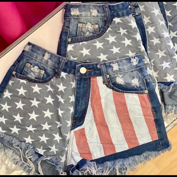 Stars & Stripes fringed shorts vintage look - Picture 3 of 3